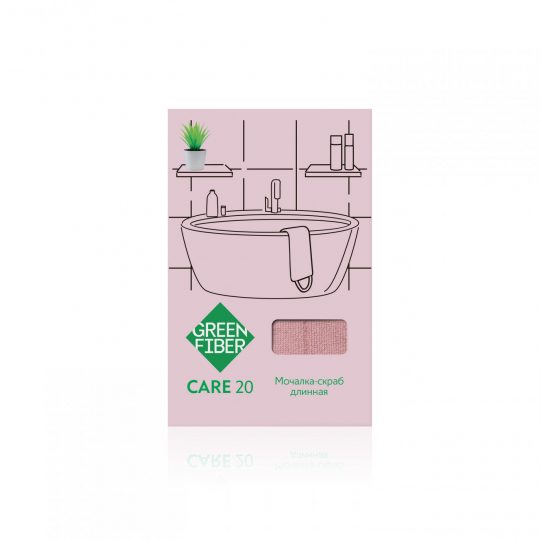 Длинная мочалка-скраб Green Fiber CARE 20, розовая
